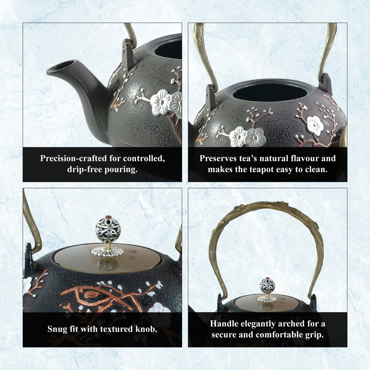 Buckingham Handmade Japanese Style Cast Iron Teapot with Trivet and Gift Box Set 1300 ml