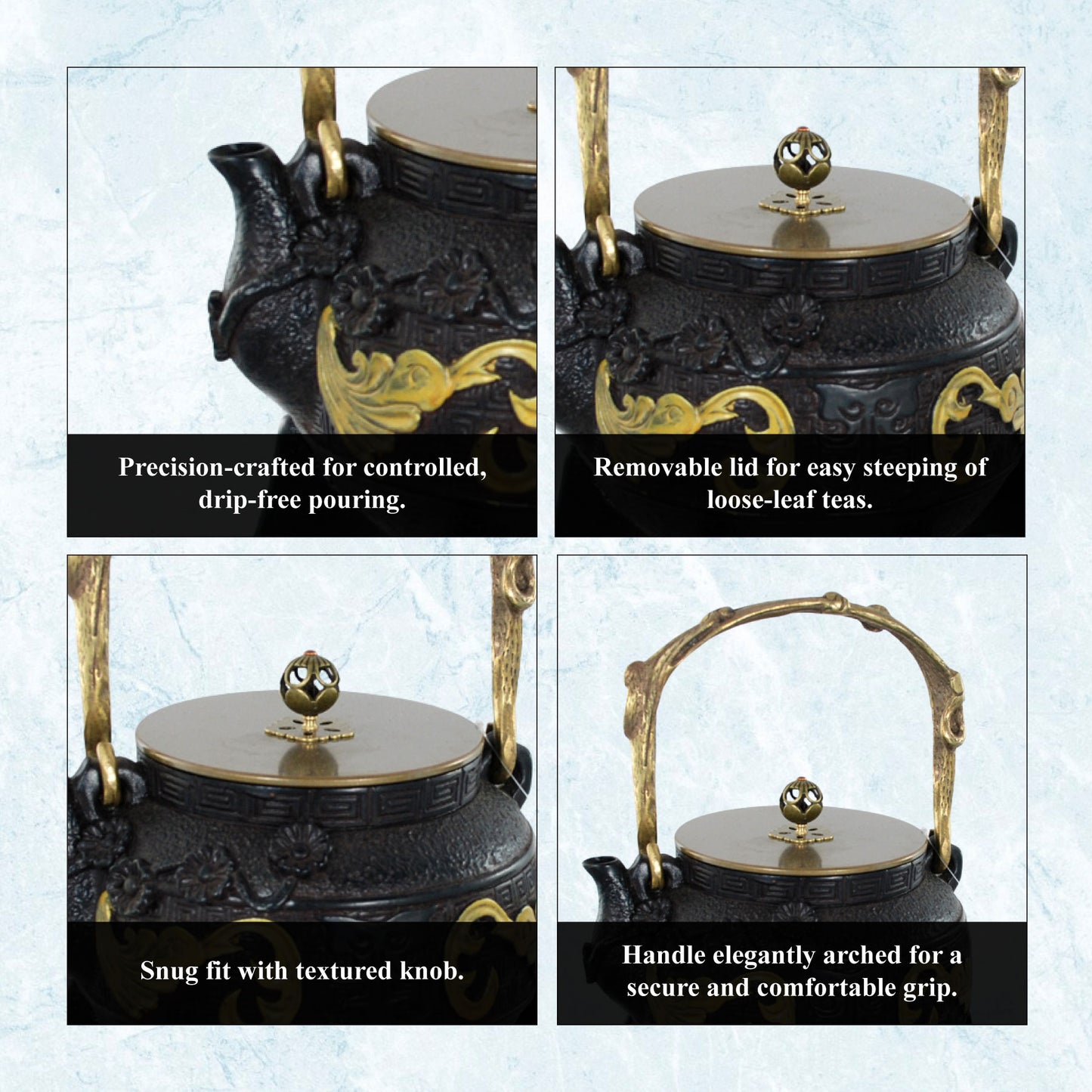 Buckingham Handmade Cast Iron Tetsubin with Elegant Gift Box Set for Tea 1500 ml