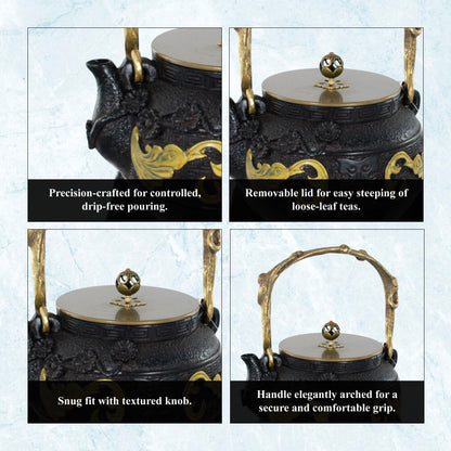 Buckingham Handmade Cast Iron Tetsubin with Elegant Gift Box Set for Tea 1500 ml