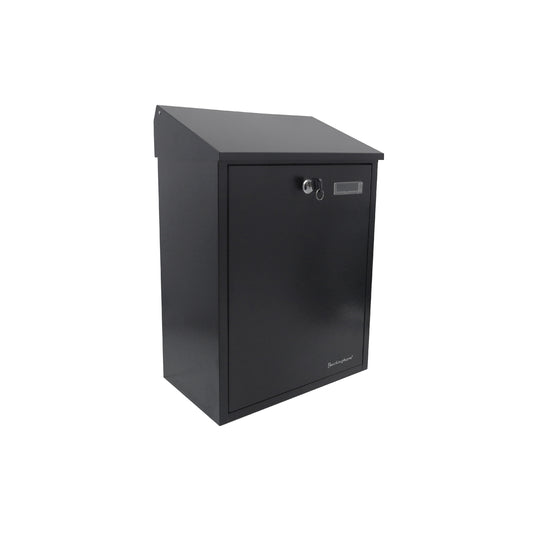 Buckingham Wall Mounted and Lockable Mail Steel Post Letter Box Black Finish