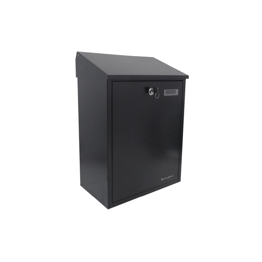 Buckingham Wall Mounted and Lockable Mail Steel Post Boxes Black Finish