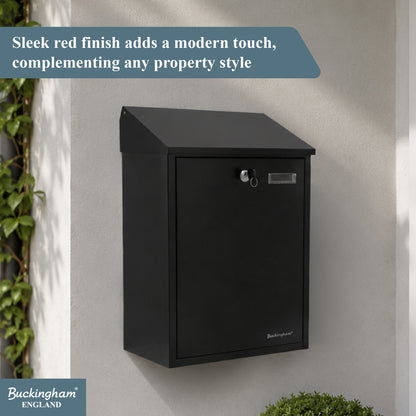 Buckingham Wall Mounted and Lockable Mail Steel Post Boxes Black Finish