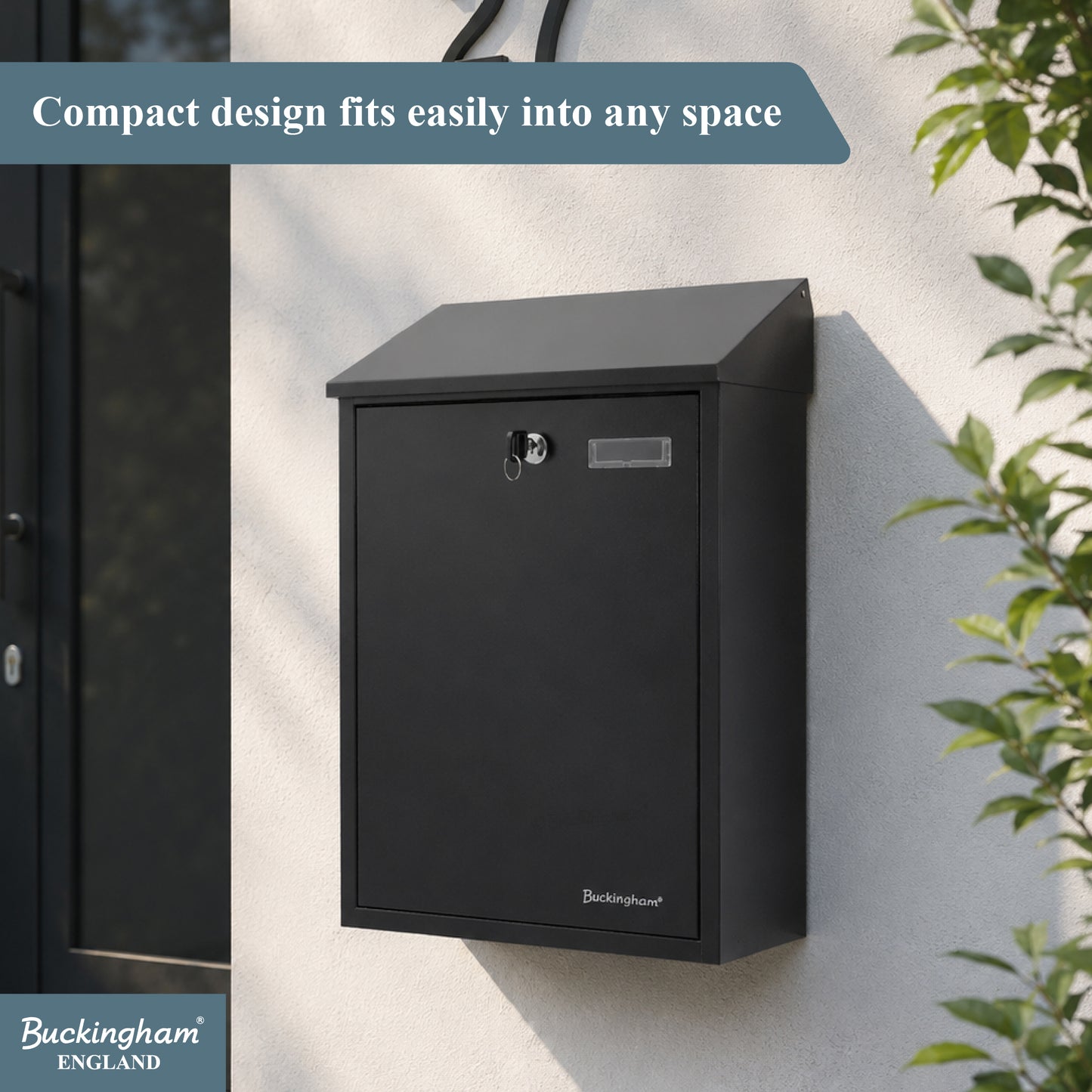 Buckingham Wall Mounted and Lockable Mail Steel Post Boxes Black Finish