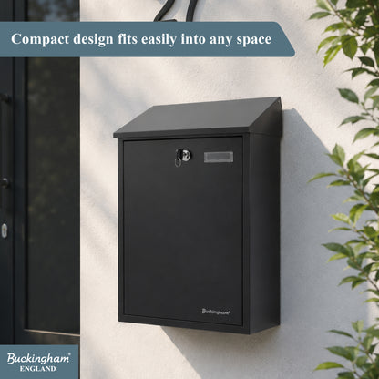 Buckingham Wall Mounted and Lockable Mail Steel Post Boxes Black Finish