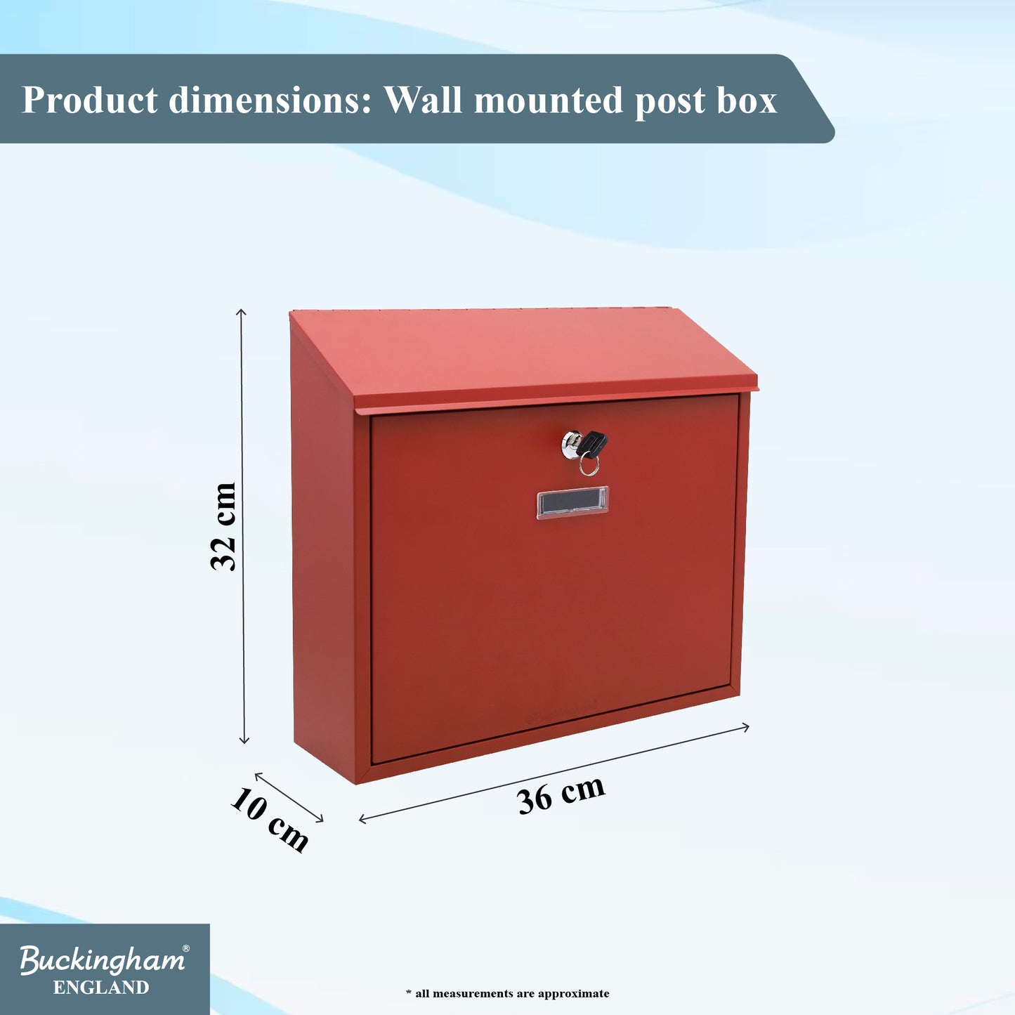 Buckingham Wall Mounted Steel Lockable Mailbox Post Letter Box Large