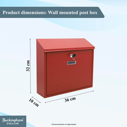 Buckingham Wall Mounted Steel Lockable Mailbox Post Letter Box Large