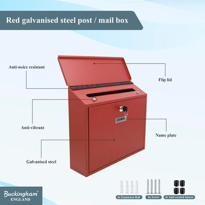 Buckingham Wall Mounted Steel Lockable Mailbox Post Letter Box Large