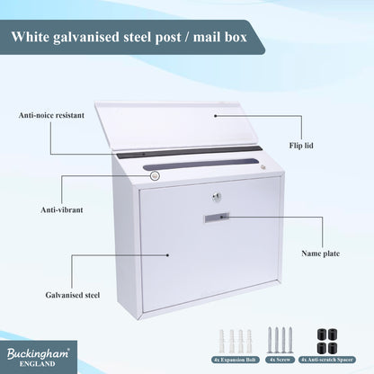 Buckingham Wall Mounted Steel Lockable Mailbox Post Letter Box Large