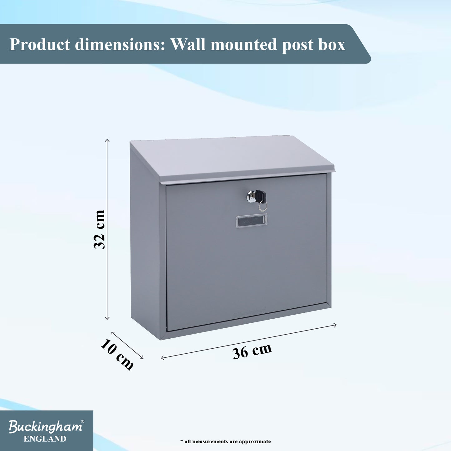 Buckingham Wall Mounted Steel Lockable Mailbox Post Letter Box Large