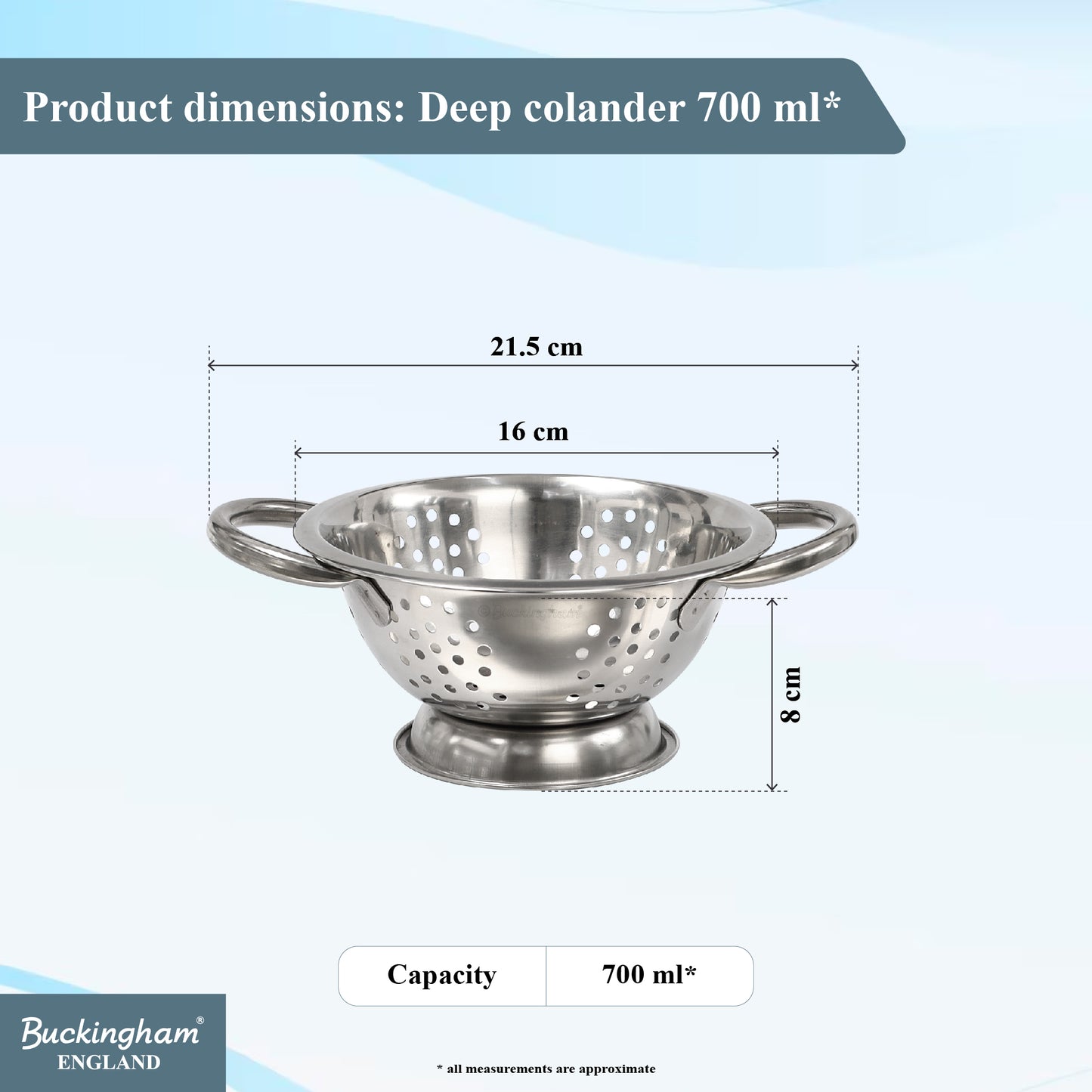 Buckingham Stainless Steel Fine Mesh Deep Colander