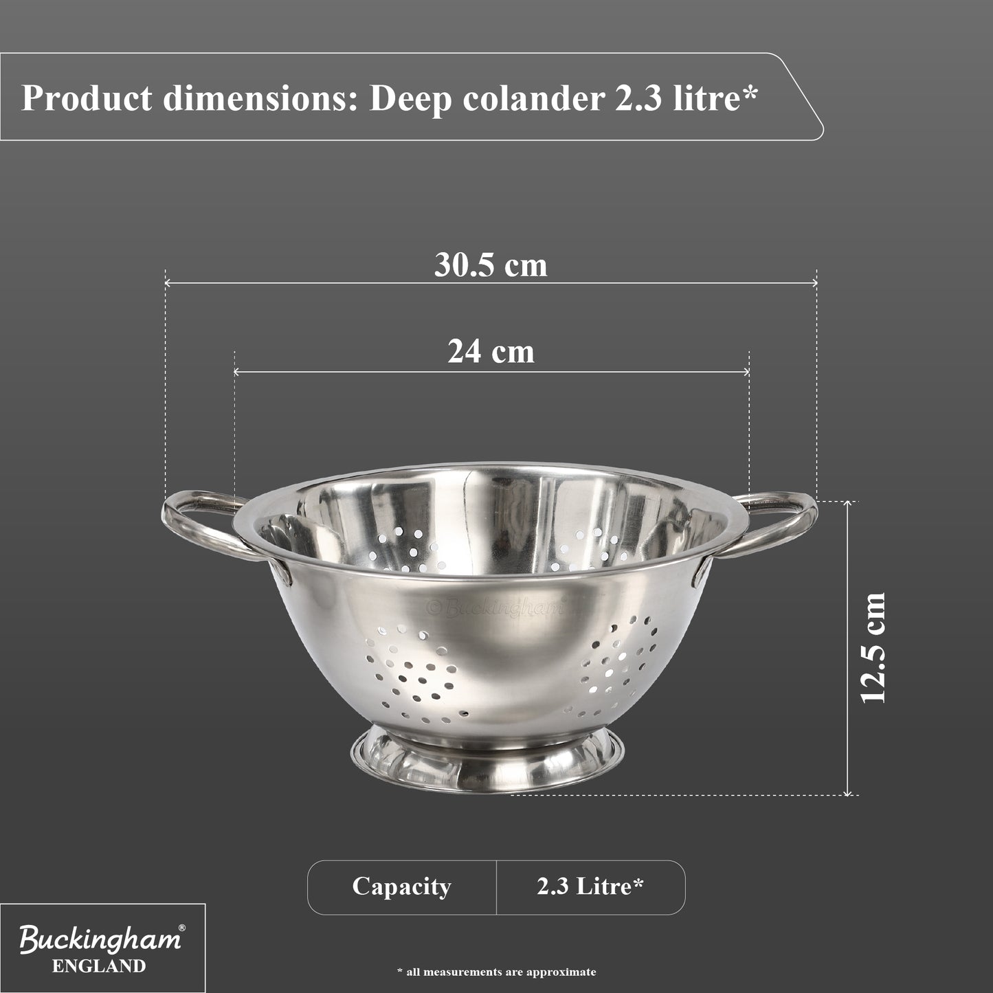Buckingham Stainless Steel Fine Mesh Deep Colander