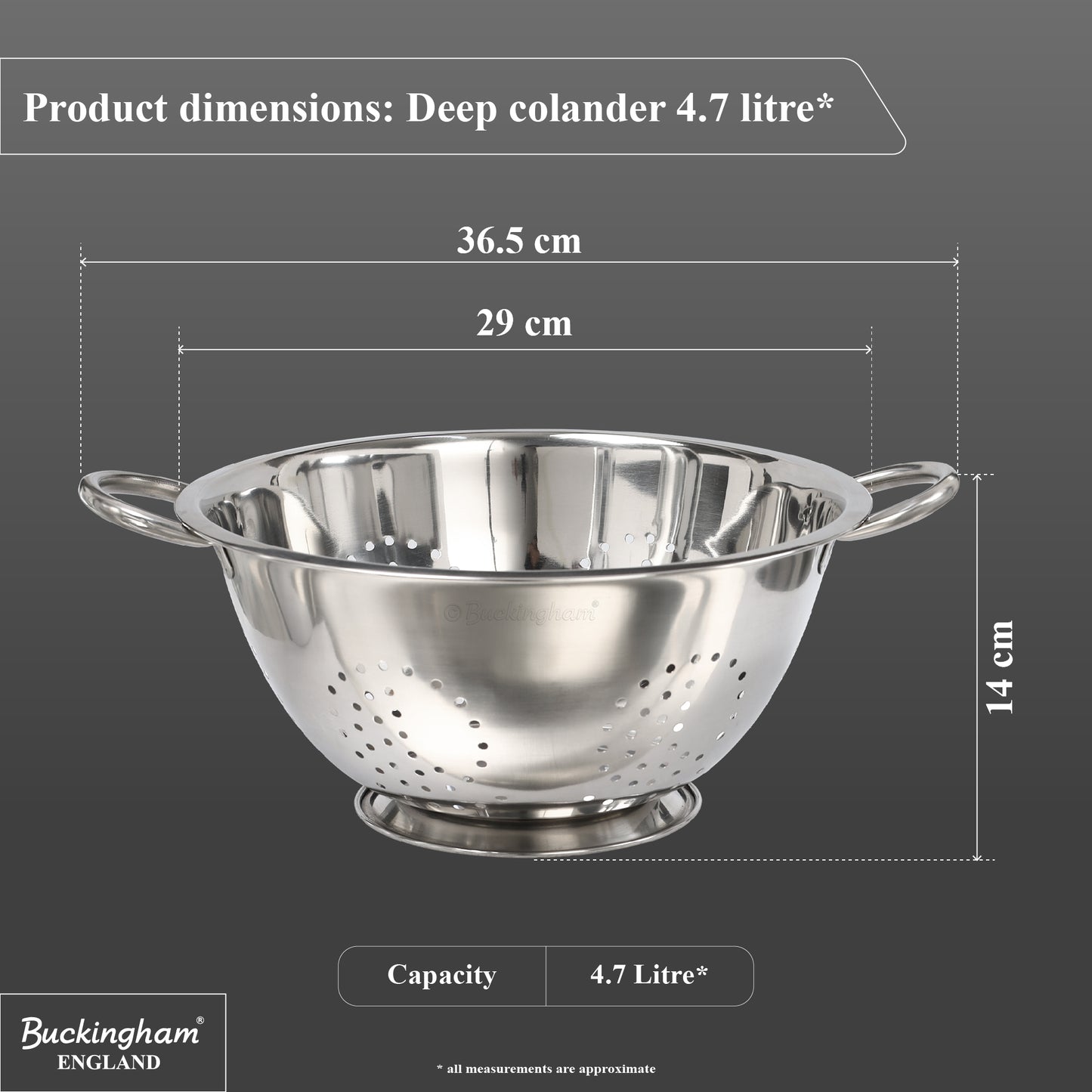 Buckingham Stainless Steel Fine Mesh Deep Colander