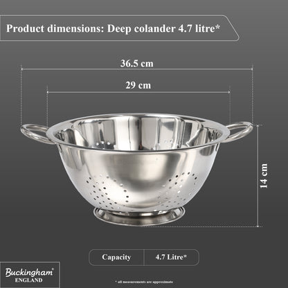 Buckingham Stainless Steel Fine Mesh Deep Colander