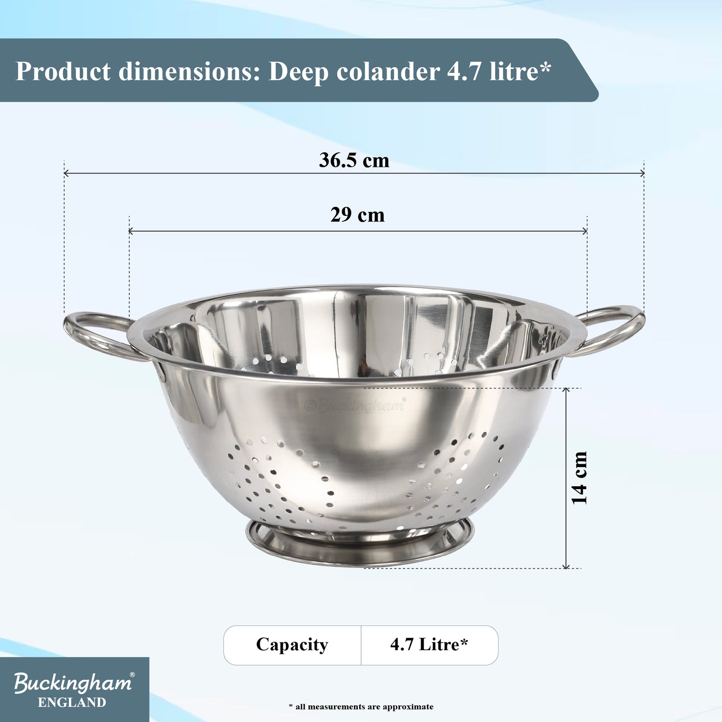 Buckingham Stainless Steel Fine Mesh Deep Colander