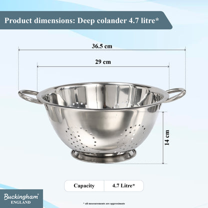 Buckingham Stainless Steel Fine Mesh Deep Colander