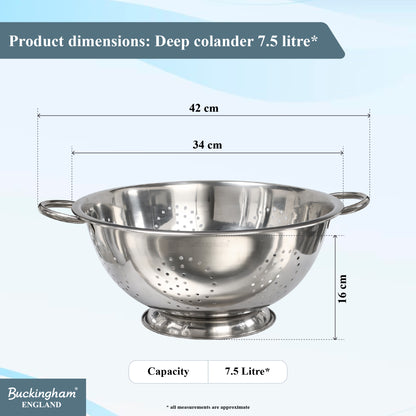 Buckingham Stainless Steel Fine Mesh Deep Colander
