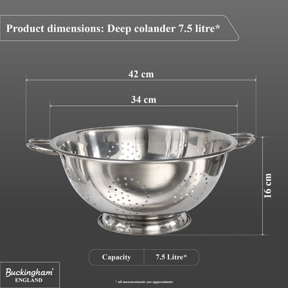 Buckingham Stainless Steel Fine Mesh Deep Colander