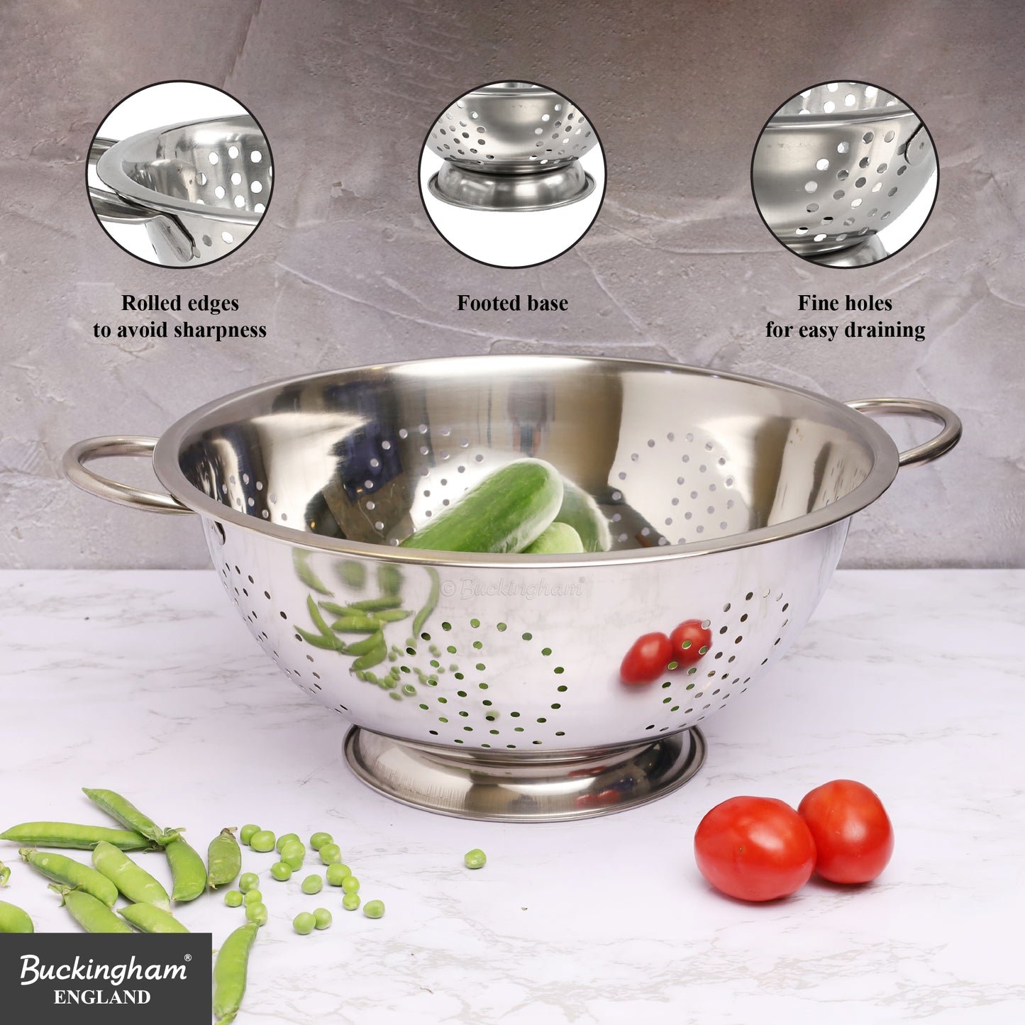 Buckingham Stainless Steel Fine Mesh Deep Colander