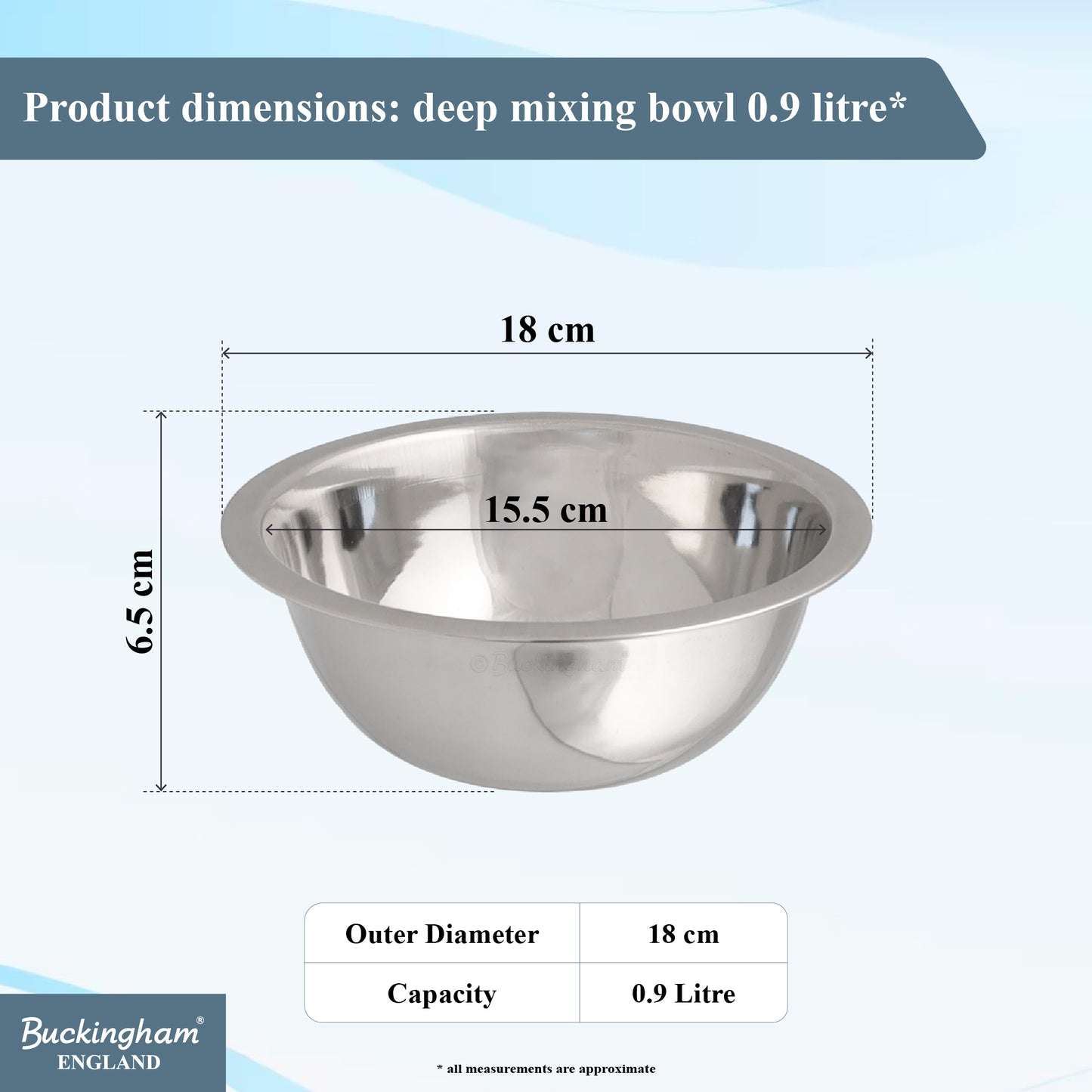 Buckingham Stainless Steel Deep Mixing Bowl