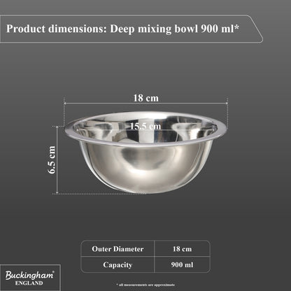 Buckingham Stainless Steel Deep Mixing Bowls for Kitchen