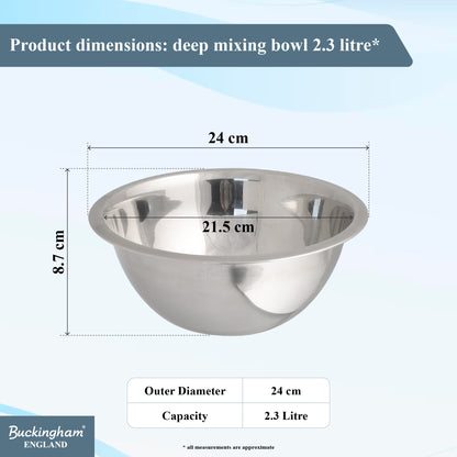 Buckingham Stainless Steel Deep Mixing Bowl