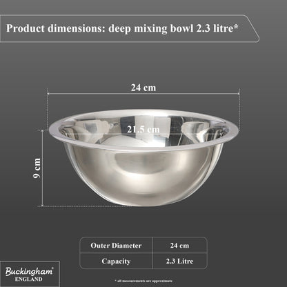 Buckingham Stainless Steel Deep Mixing Bowls for Kitchen