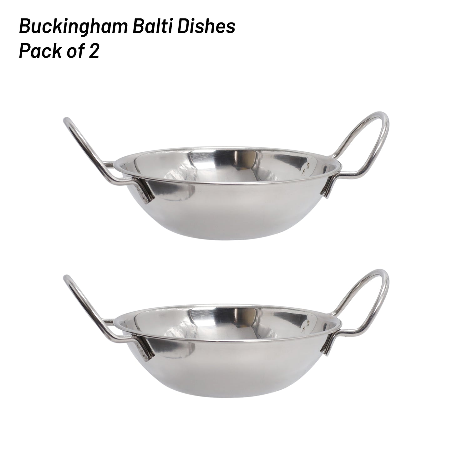 Buckingham Pack of 2 Stainless Steel Balti Dishes 17 cm