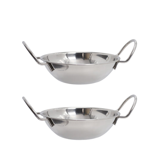 Buckingham Pack of 2 Stainless Steel Balti Dishes 17 cm