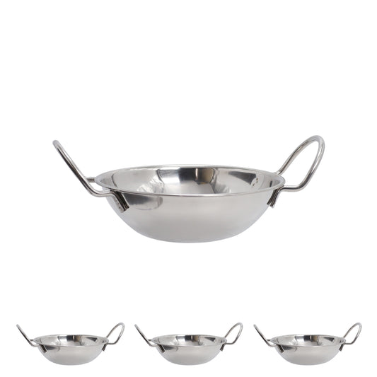 Buckingham Pack of 4 Stainless Steel Balti Dishes 17 cm