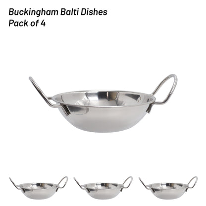 Buckingham Pack of 4 Stainless Steel Balti Dishes 17 cm