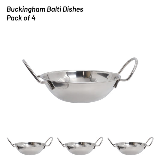 Buckingham Pack of 4 Stainless Steel Balti Dishes 17 cm