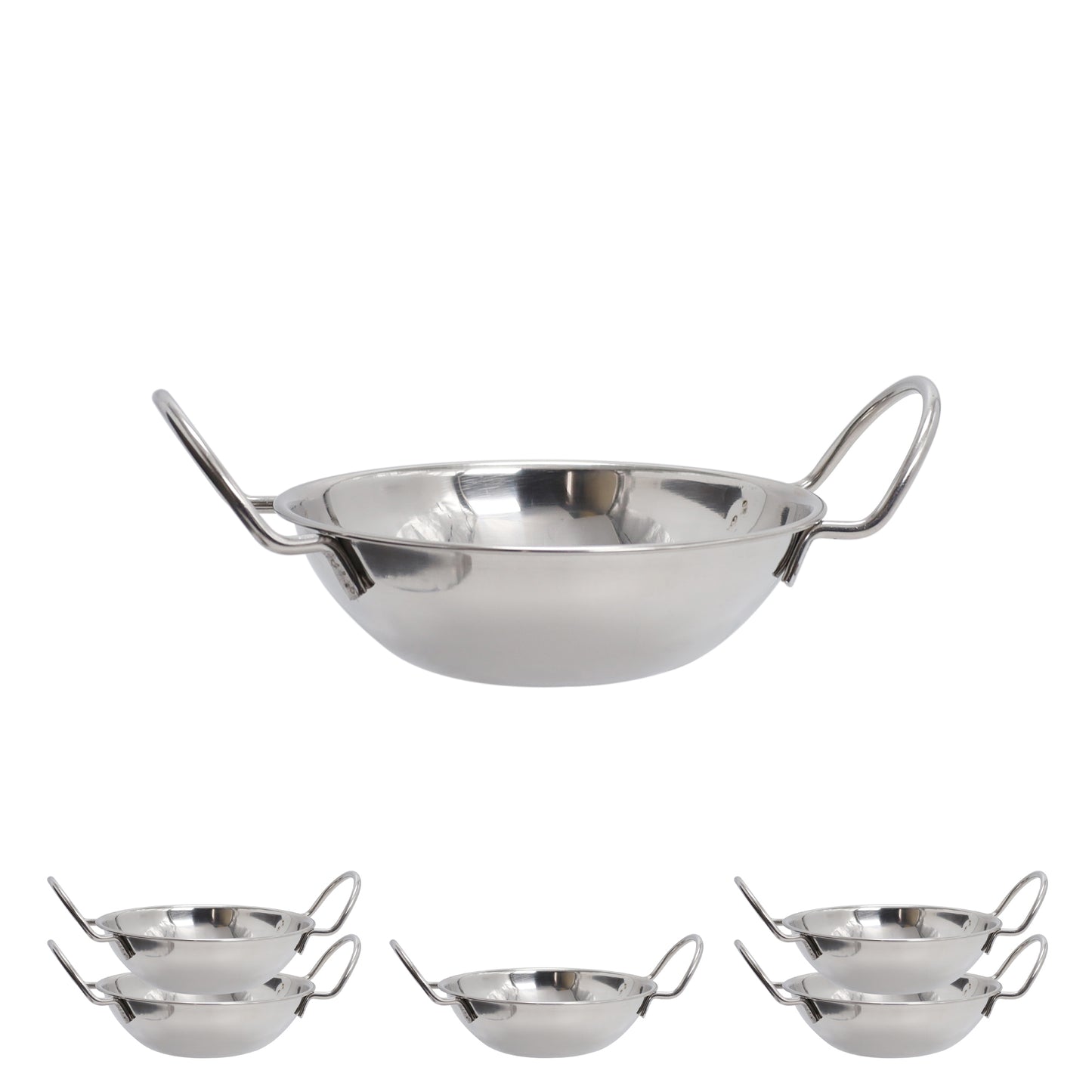 Buckingham  Pack of 6 Stainless Steel Balti Dishes 17 cm