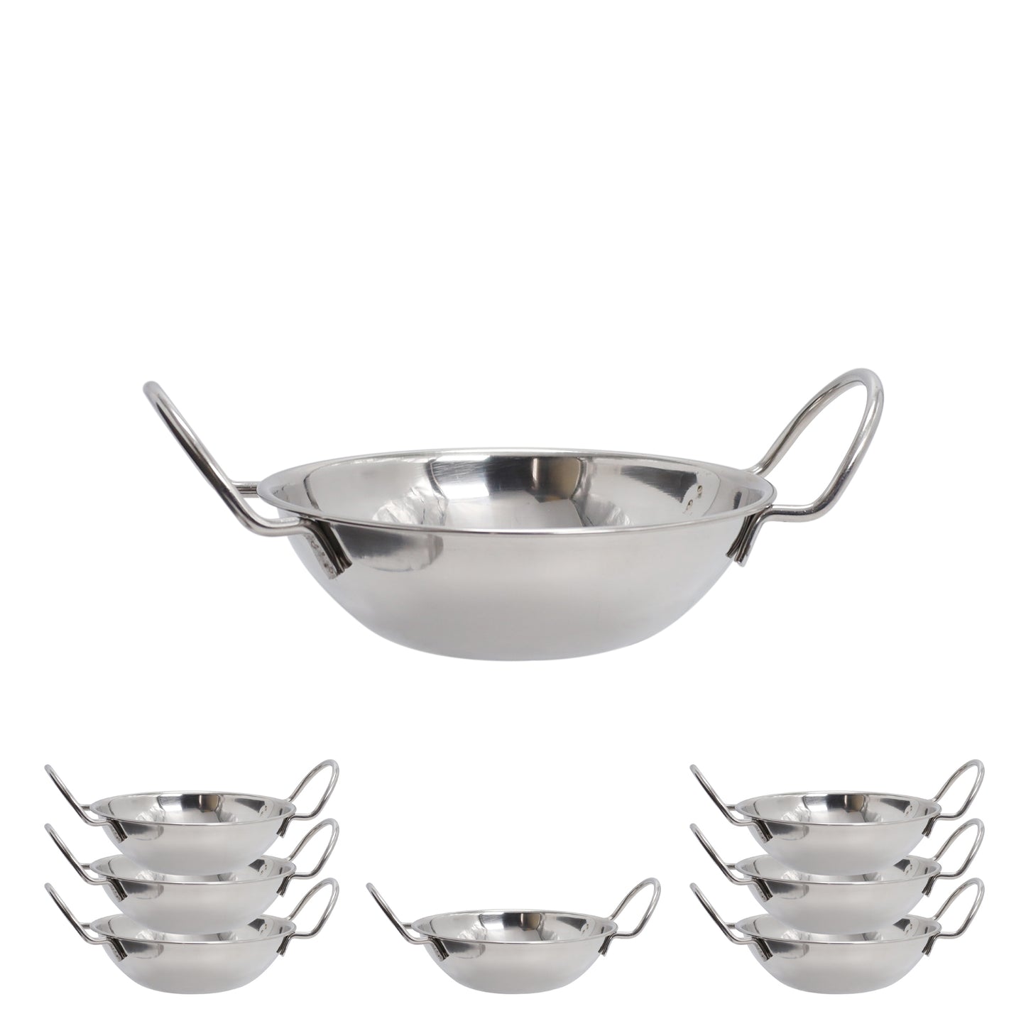 Buckingham Pack of 8 Stainless Steel Balti Dishes 15 cm