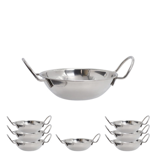 Buckingham Pack of 8 Stainless Steel Balti Dishes 15 cm