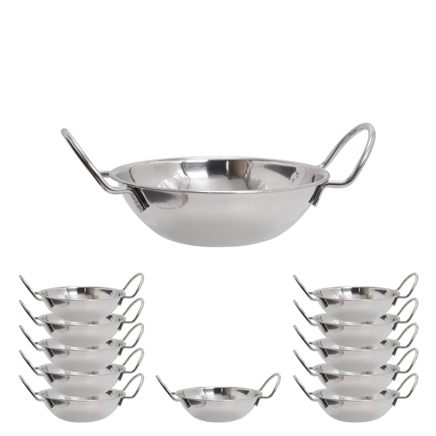 Buckingham Pack of 12 Stainless Steel Balti Dishes 17 cm
