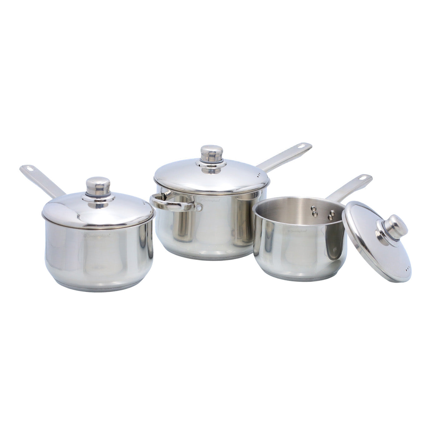 Buckingham 3 Piece Deep Stainless Steel Saucepan Set with Lid