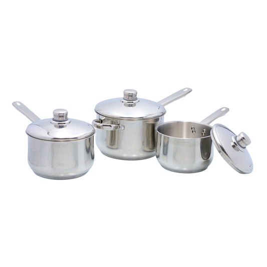 Buckingham 3 Piece Deep Stainless Steel Saucepan Set with Lid