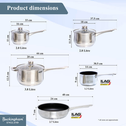 Buckingham 5 Piece Stainless Steel Induction Cookware Set