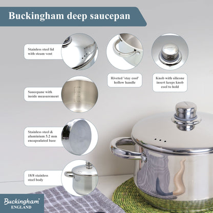 Buckingham Premium Stainless Steel Sauce Pan with Lid
