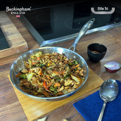 Buckingham Elite-Tri 18/8 Stainless Steel Frying Pan Uncoated.