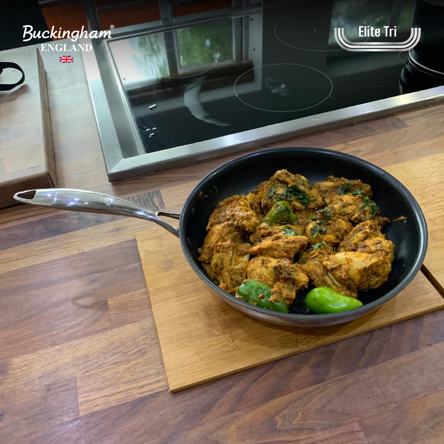 Buckingham Elite Tri-ply 18/8 Stainless Steel Frying Pan (ILAG ultimate non-stick coating)