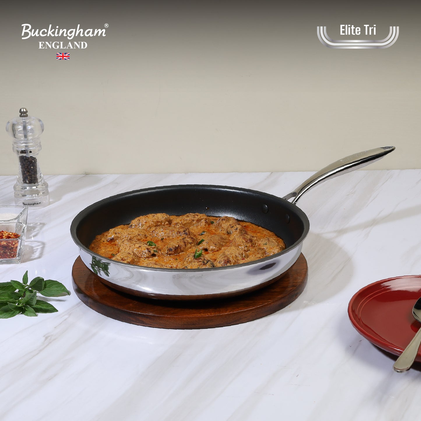 Buckingham Elite Tri-ply 18/8 Stainless Steel Frying Pan (ILAG ultimate non-stick coating)
