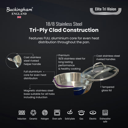 Buckingham Elite Tri-ply 18/8 Stainless Steel Sauté Pan
