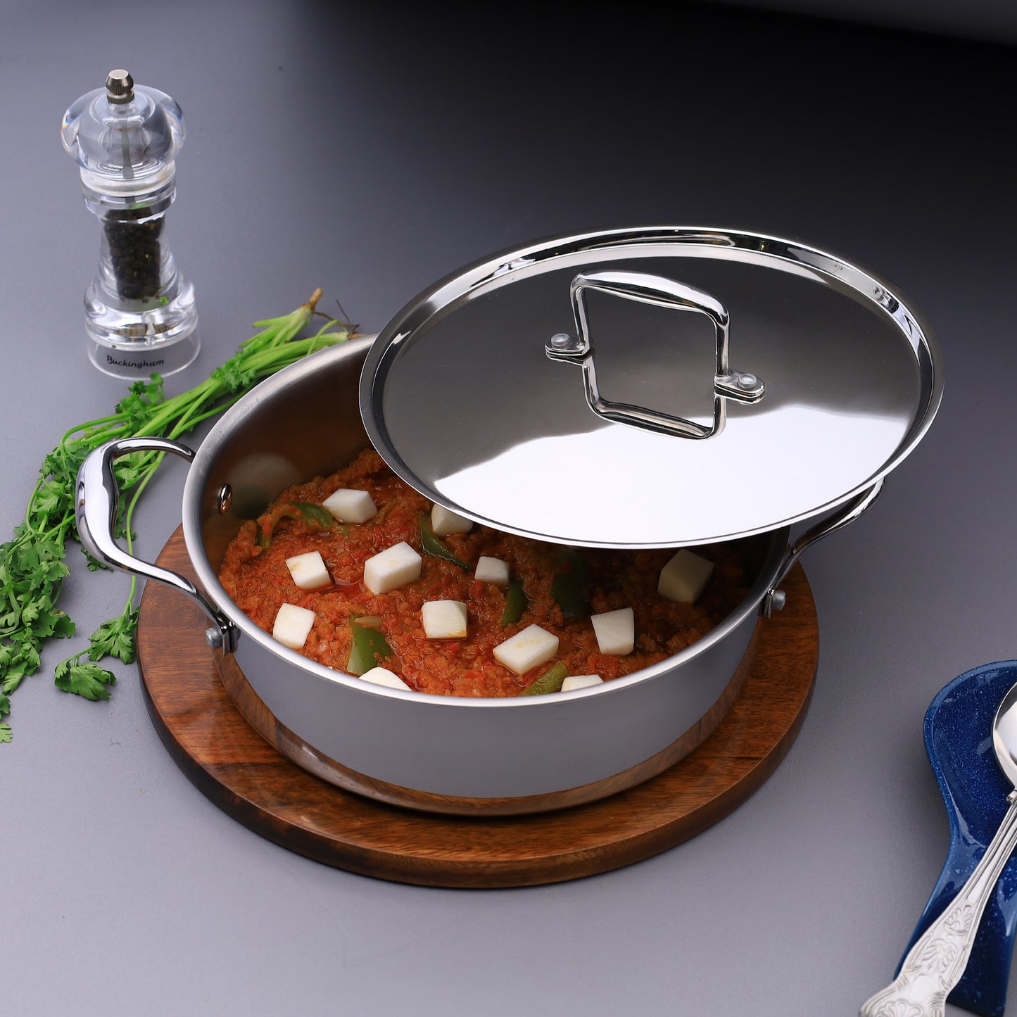 Buckingham Elite Tri-ply 18/8 Stainless Steel Sauteuse pan