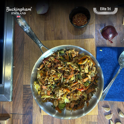 Buckingham Elite Tri-Ply 18/8 Stainless Steel Frying Pan set of 3, Uncoated.