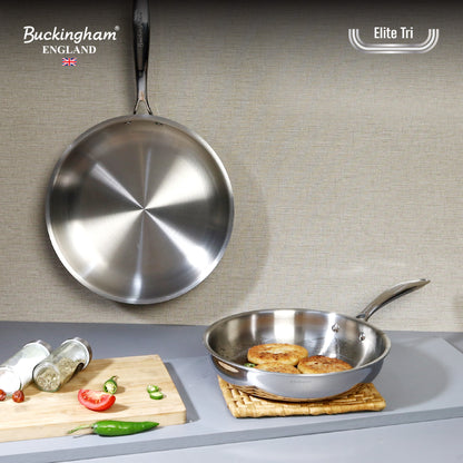 Buckingham Elite-Tri 18/8 Stainless Steel Frying Pan set of 2, Uncoated