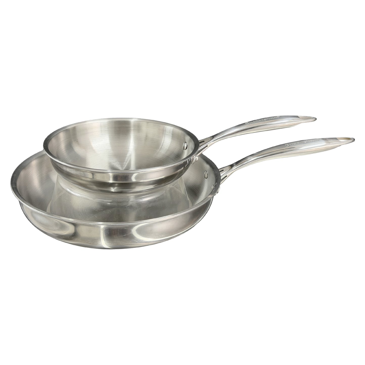 Buckingham Elite-Tri 18/8 Stainless Steel Frying Pan set of 2, Uncoated.
