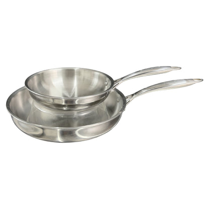 Buckingham Elite-Tri 18/8 Stainless Steel Frying Pan set of 2, Uncoated.