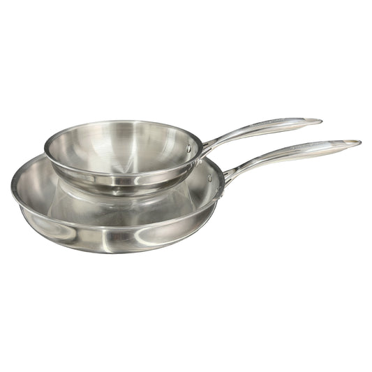 Buckingham Elite-Tri 18/8 Stainless Steel Frying Pan set of 2, Uncoated.