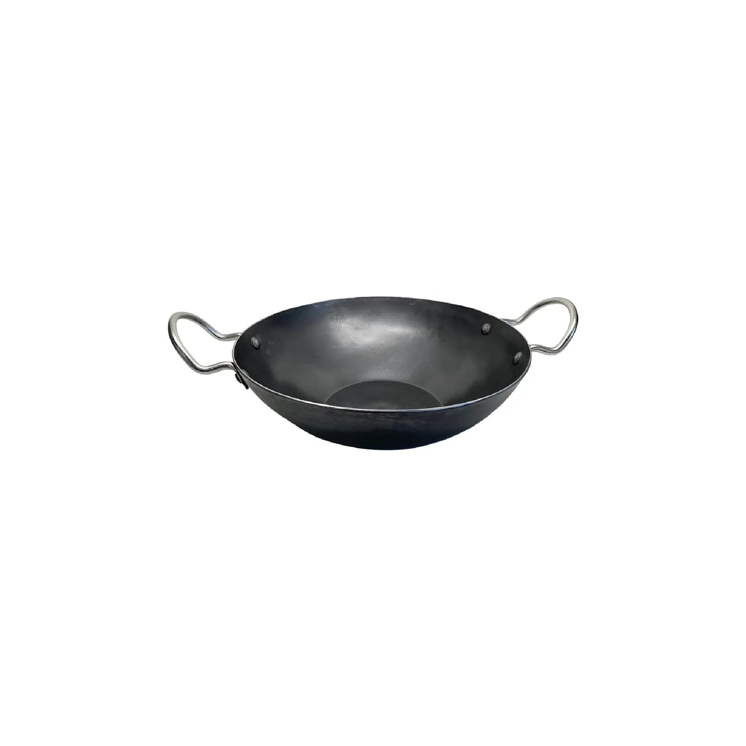 Buckingham Traditional Iron Cooking Indian Chinese Cooking Wok Pan Kitchen Tool for Families Multipurpose Hand Hammered Round Bottom Black Buckingham Cookware UK